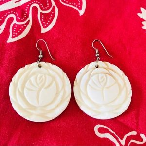 Hand Carved Rose Earrings